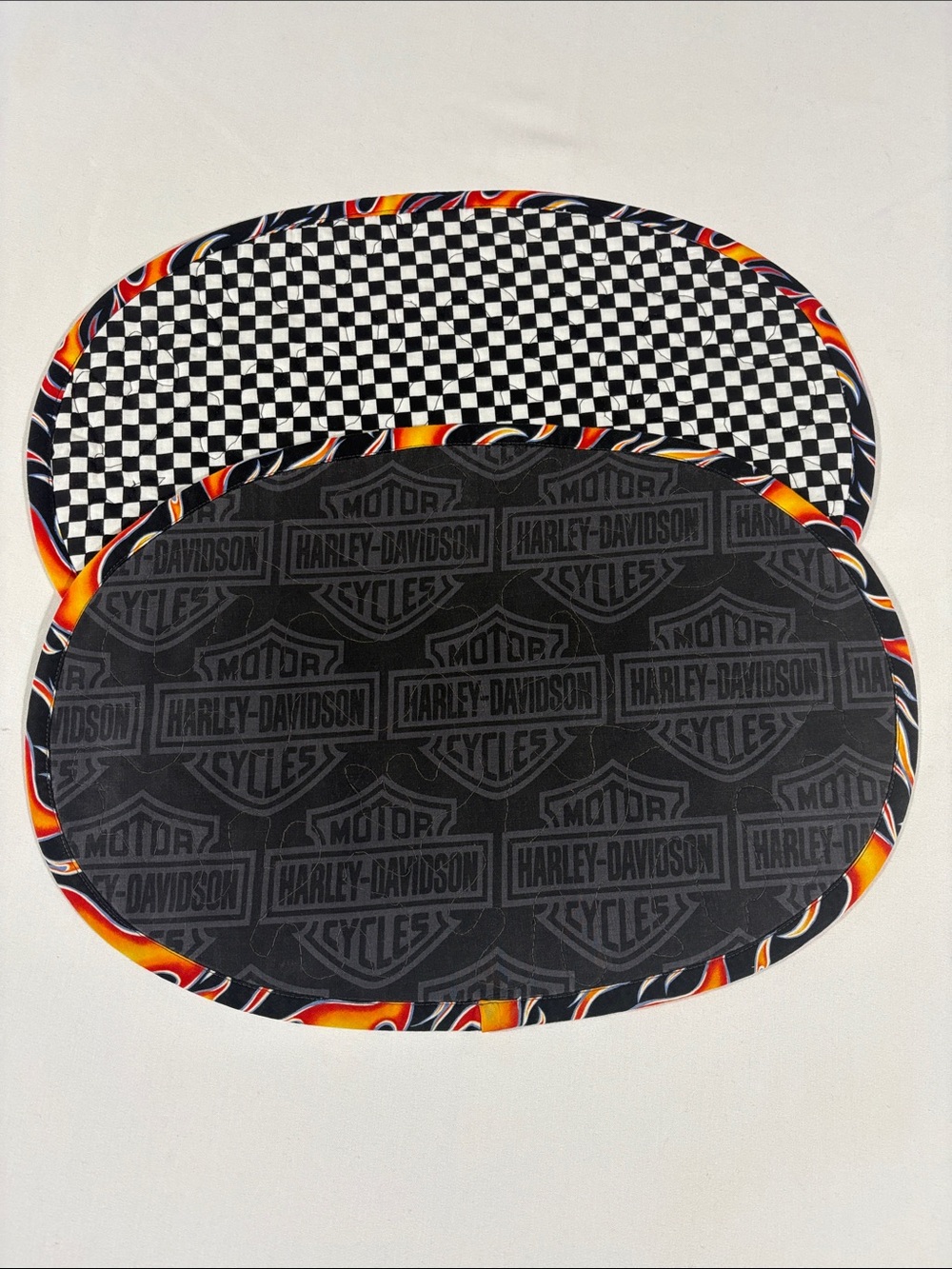 Harley-Davidson Bundle of 2 Black Logo & Checkerboard & Flame Placemats